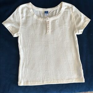 Old Navy off white pointelle short sleeve shirt - NWOT